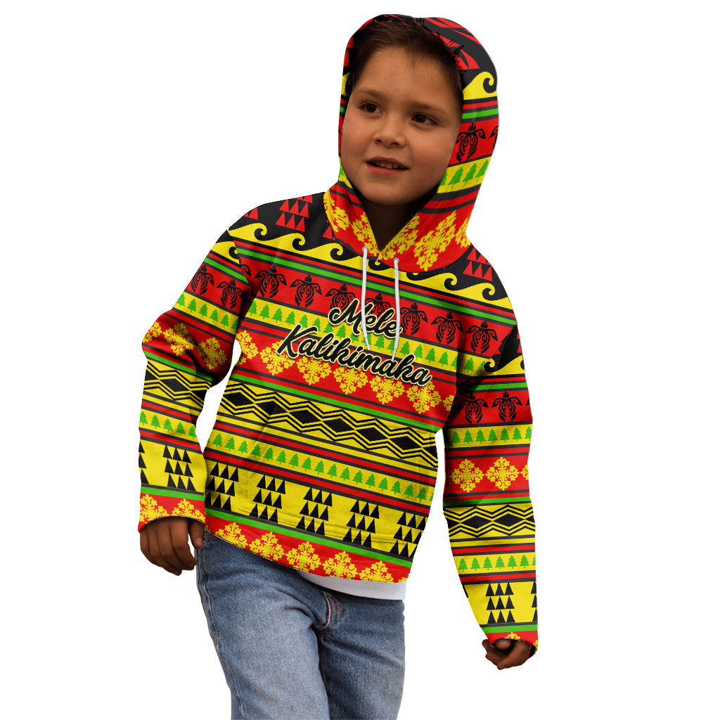 Custom Hawaii Christmas Kid Hoodie Hawaiian Quilt Pattern Reggae Version LT01 - Polynesian Pride