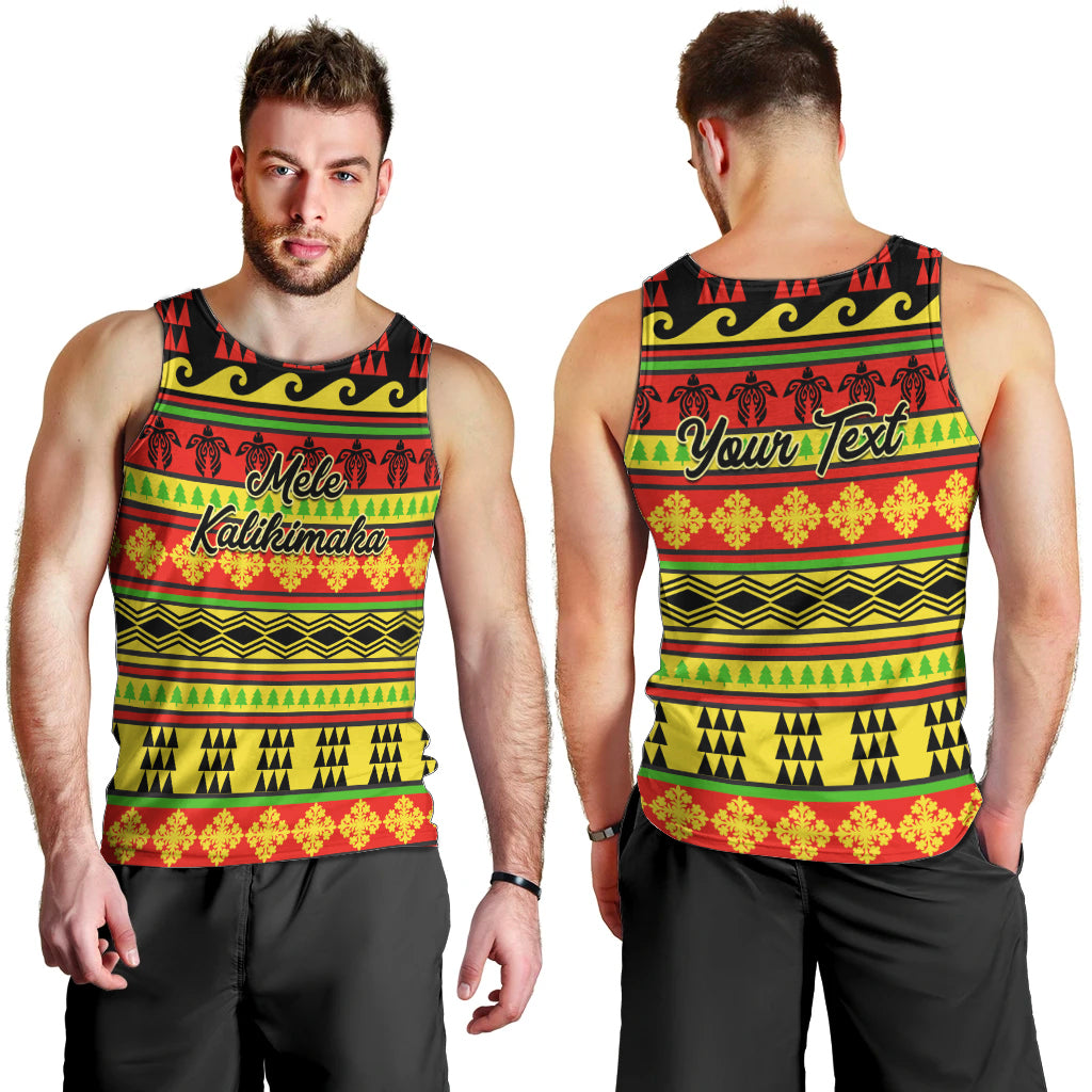 Custom Hawaii Christmas Men Tank Top Hawaiian Quilt Pattern Reggae Version LT01 - Polynesian Pride