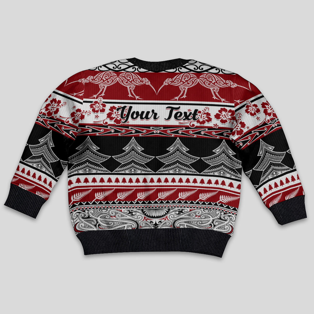 Personalised New Zealand Christmas Kid Ugly Christmas Sweater Maori Meri Kirihimete Moko LT01 - Polynesian Pride