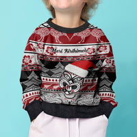 Personalised New Zealand Christmas Kid Ugly Christmas Sweater Maori Meri Kirihimete Moko LT01 - Polynesian Pride