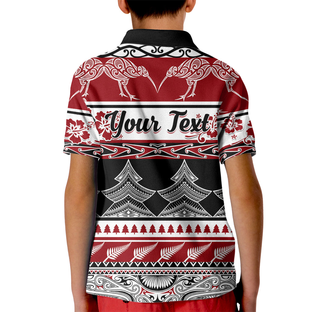 Custom New Zealand Christmas Kid Polo Shirt Maori Meri Kirihimete Moko LT01 - Polynesian Pride