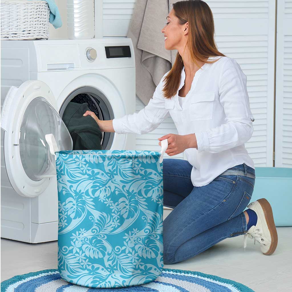 Tahiti Ninamu Tiare Floral Laundry Basket Monstera Palm Tropical Leaves - Polynesian Pride