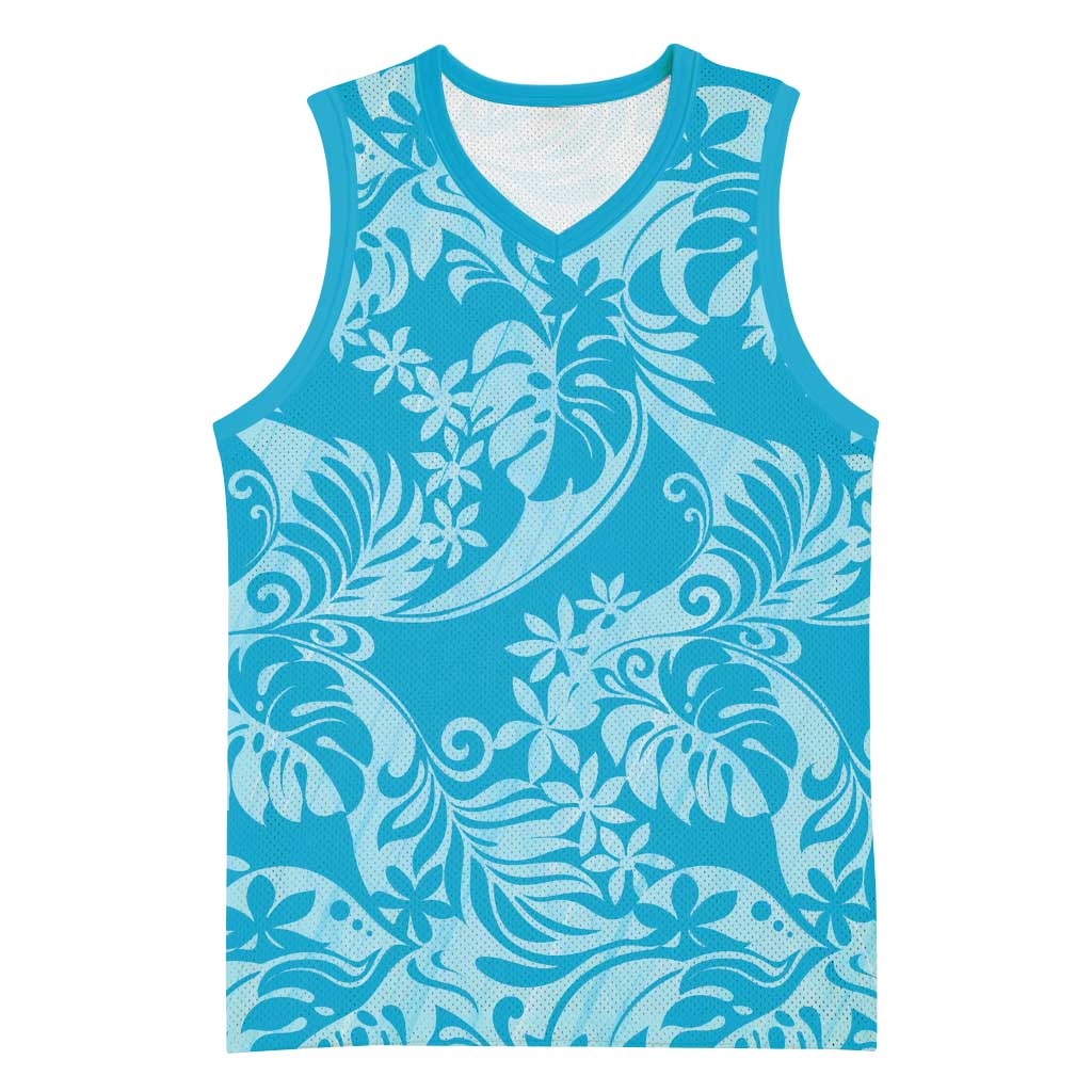 Tahiti Ninamu Tiare Floral Basketball Jersey Monstera Palm Tropical Leaves - Polynesian Pride