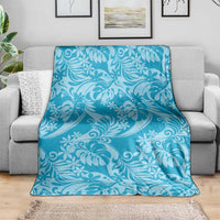 Tahiti Ninamu Tiare Floral Blanket Monstera Palm Tropical Leaves - Polynesian Pride