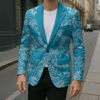 Tahiti Ninamu Tiare Floral Blazer Monstera Palm Tropical Leaves - Polynesian Pride