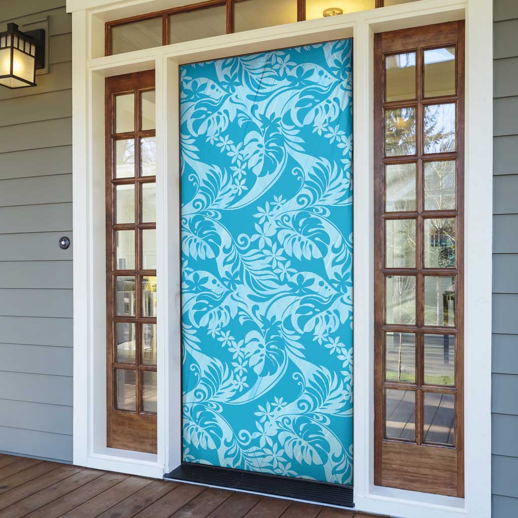 Tahiti Ninamu Tiare Floral Door Cover Monstera Palm Tropical Leaves - Polynesian Pride