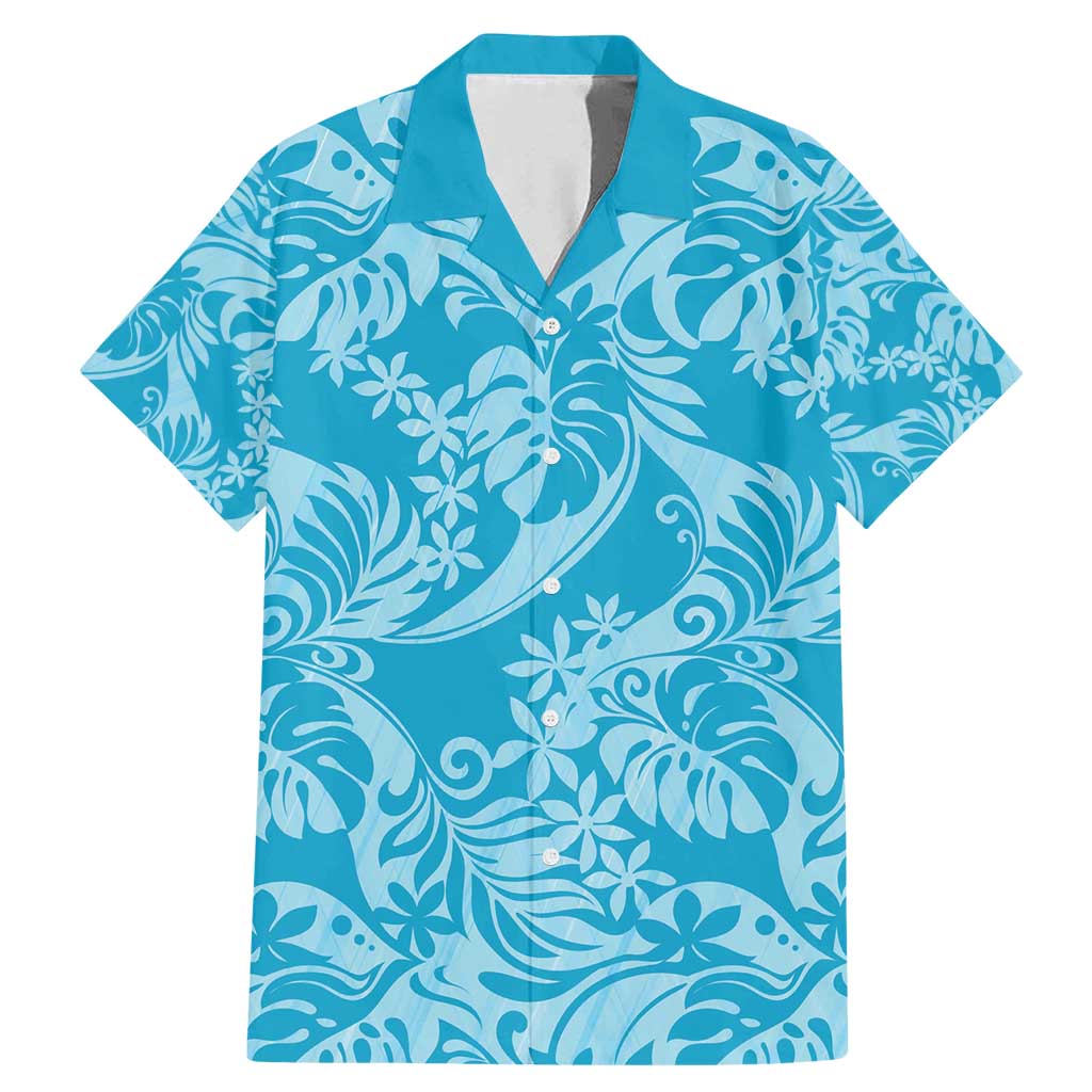 Tahiti Ninamu Tiare Floral Family Matching Mermaid Dress and Hawaiian Shirt Monstera Palm Tropical Leaves - Polynesian Pride