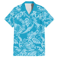 Tahiti Ninamu Tiare Floral Family Matching Off Shoulder Short Dress and Hawaiian Shirt Monstera Palm Tropical Leaves - Polynesian Pride