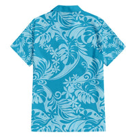Tahiti Ninamu Tiare Floral Family Matching Short Sleeve Bodycon Dress and Hawaiian Shirt Monstera Palm Tropical Leaves - Polynesian Pride