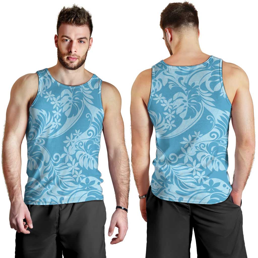 Tahiti Ninamu Tiare Floral Men Tank Top Monstera Palm Tropical Leaves - Polynesian Pride