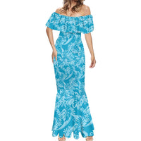Tahiti Ninamu Tiare Floral Mermaid Dress Monstera Palm Tropical Leaves - Polynesian Pride