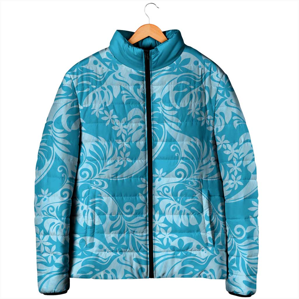Tahiti Ninamu Tiare Floral Padded Jacket Monstera Palm Tropical Leaves - Polynesian Pride