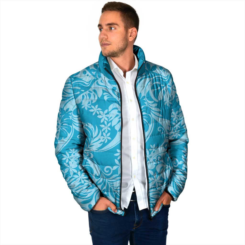 Tahiti Ninamu Tiare Floral Padded Jacket Monstera Palm Tropical Leaves - Polynesian Pride