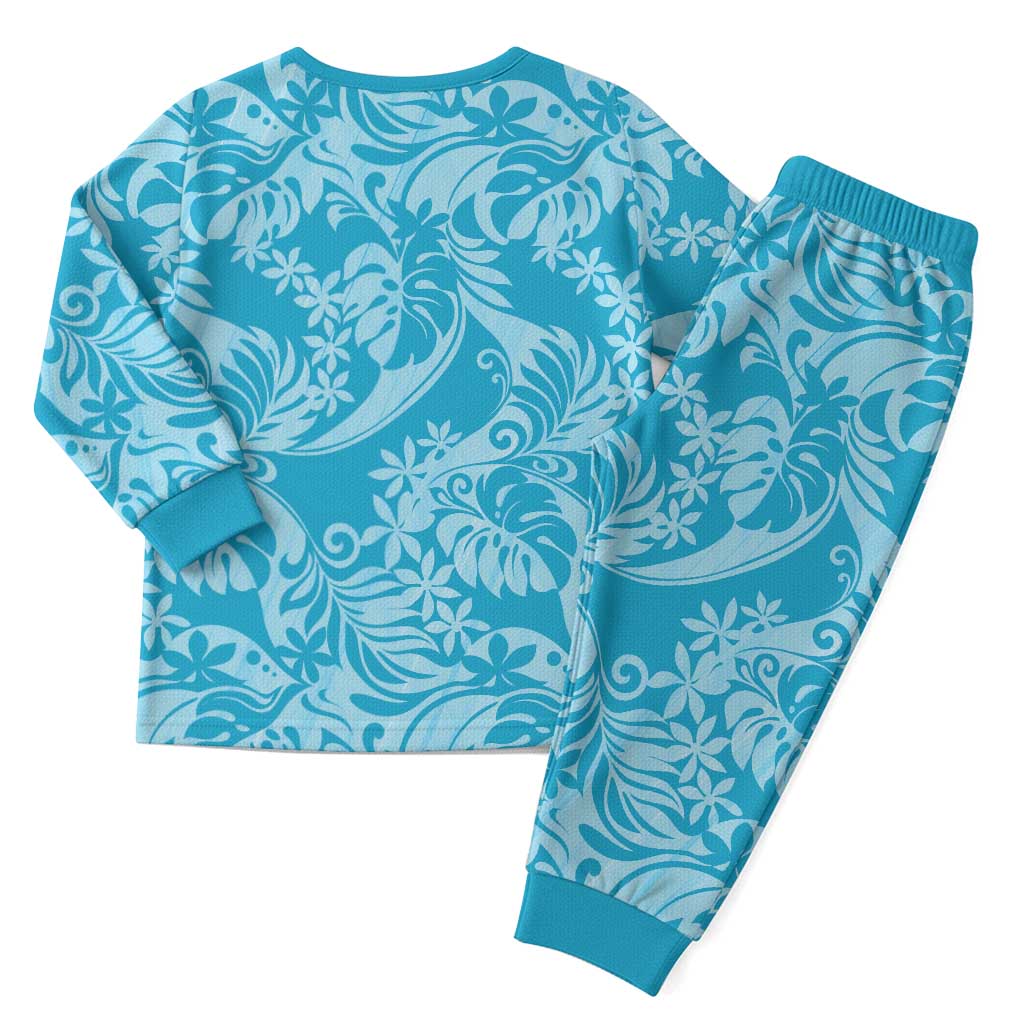 Tahiti Ninamu Tiare Floral Christmas Pajama Set Monstera Palm Tropical Leaves - Polynesian Pride