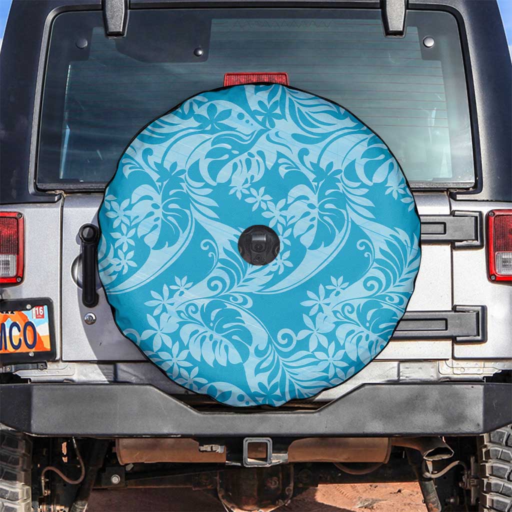 Tahiti Ninamu Tiare Floral Spare Tire Cover Monstera Palm Tropical Leaves - Polynesian Pride