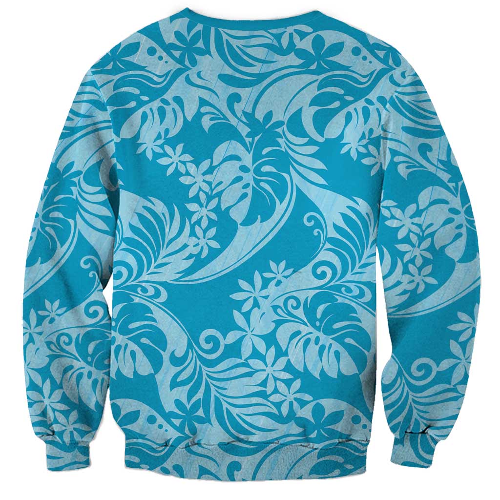 Tahiti Ninamu Tiare Floral Sweatshirt Monstera Palm Tropical Leaves - Polynesian Pride