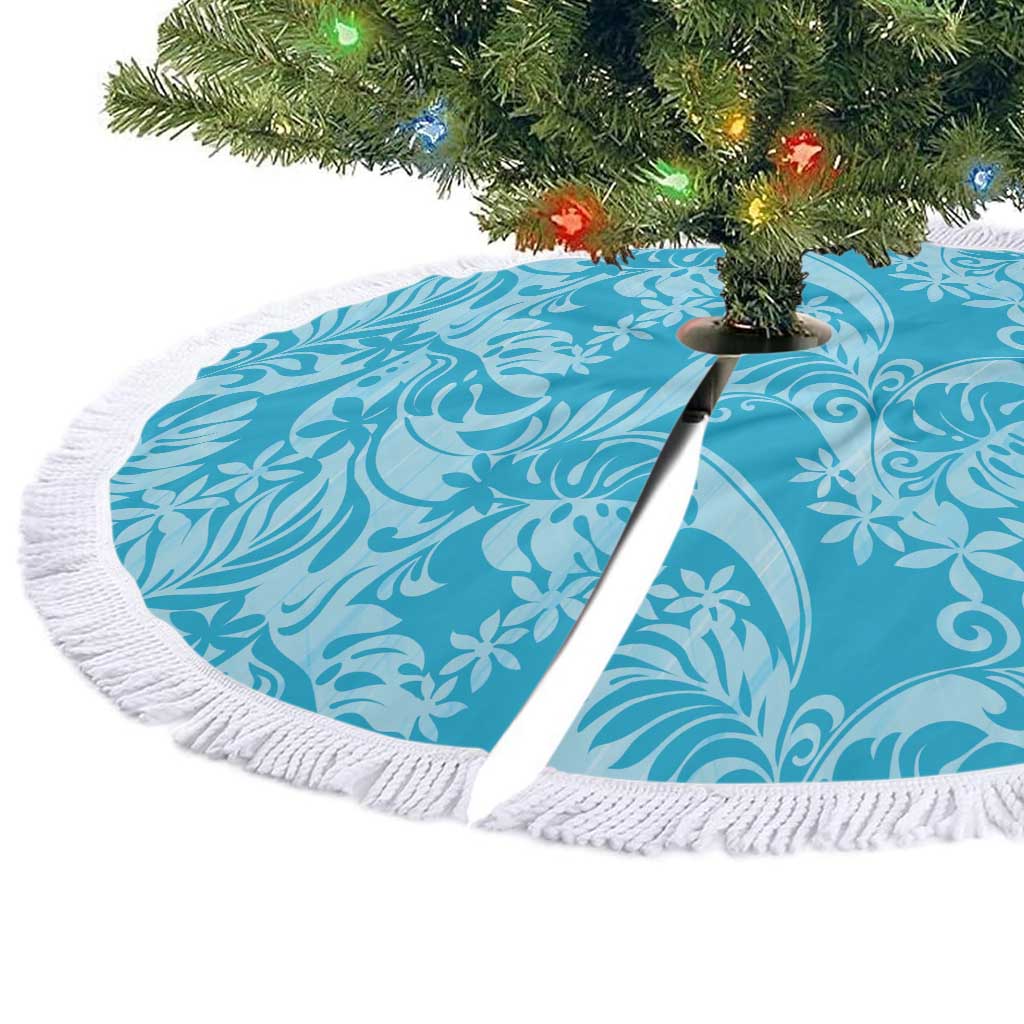 Tahiti Ninamu Tiare Floral Tree Skirt Monstera Palm Tropical Leaves - Polynesian Pride