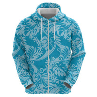 Tahiti Ninamu Tiare Floral Zip Hoodie Monstera Palm Tropical Leaves - Polynesian Pride