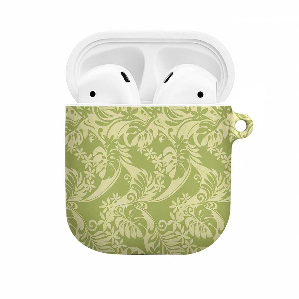 Tahiti Olive Tiare Floral AirPods Case Monstera Palm Tropical Leaves - Polynesian Pride