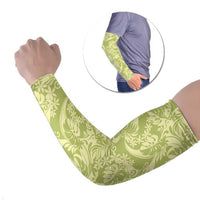 Tahiti Olive Tiare Floral Arm Sleeves Monstera Palm Tropical Leaves - Polynesian Pride