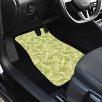 Tahiti Olive Tiare Floral Car Mats Monstera Palm Tropical Leaves - Polynesian Pride