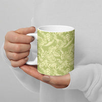 Tahiti Olive Tiare Floral Ceramic Mug Monstera Palm Tropical Leaves - Polynesian Pride