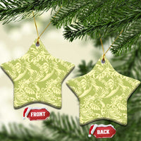 Tahiti Olive Tiare Floral Ceramic Ornament Monstera Palm Tropical Leaves - Polynesian Pride