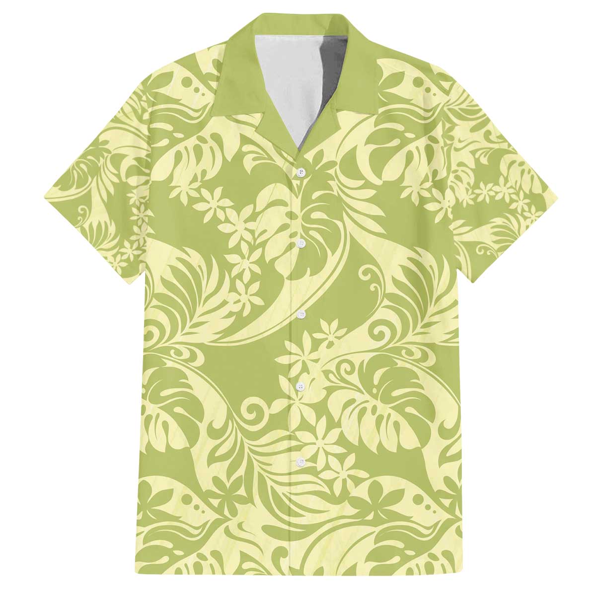 Tahiti Olive Tiare Floral Family Matching Off The Shoulder Long Sleeve Dress and Hawaiian Shirt Monstera Palm Tropical Leaves - Polynesian Pride