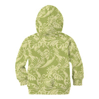 Tahiti Olive Tiare Floral Kid Hoodie Monstera Palm Tropical Leaves - Polynesian Pride