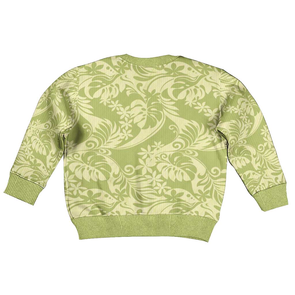 Tahiti Olive Tiare Floral Kid Ugly Christmas Sweater Monstera Palm Tropical Leaves - Polynesian Pride