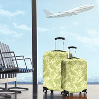 Tahiti Olive Tiare Floral Luggage Cover Monstera Palm Tropical Leaves - Polynesian Pride