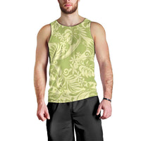 Tahiti Olive Tiare Floral Men Tank Top Monstera Palm Tropical Leaves - Polynesian Pride
