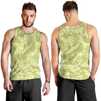 Tahiti Olive Tiare Floral Men Tank Top Monstera Palm Tropical Leaves - Polynesian Pride