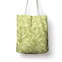 Tahiti Olive Tiare Floral Tote Bag Monstera Palm Tropical Leaves - Polynesian Pride