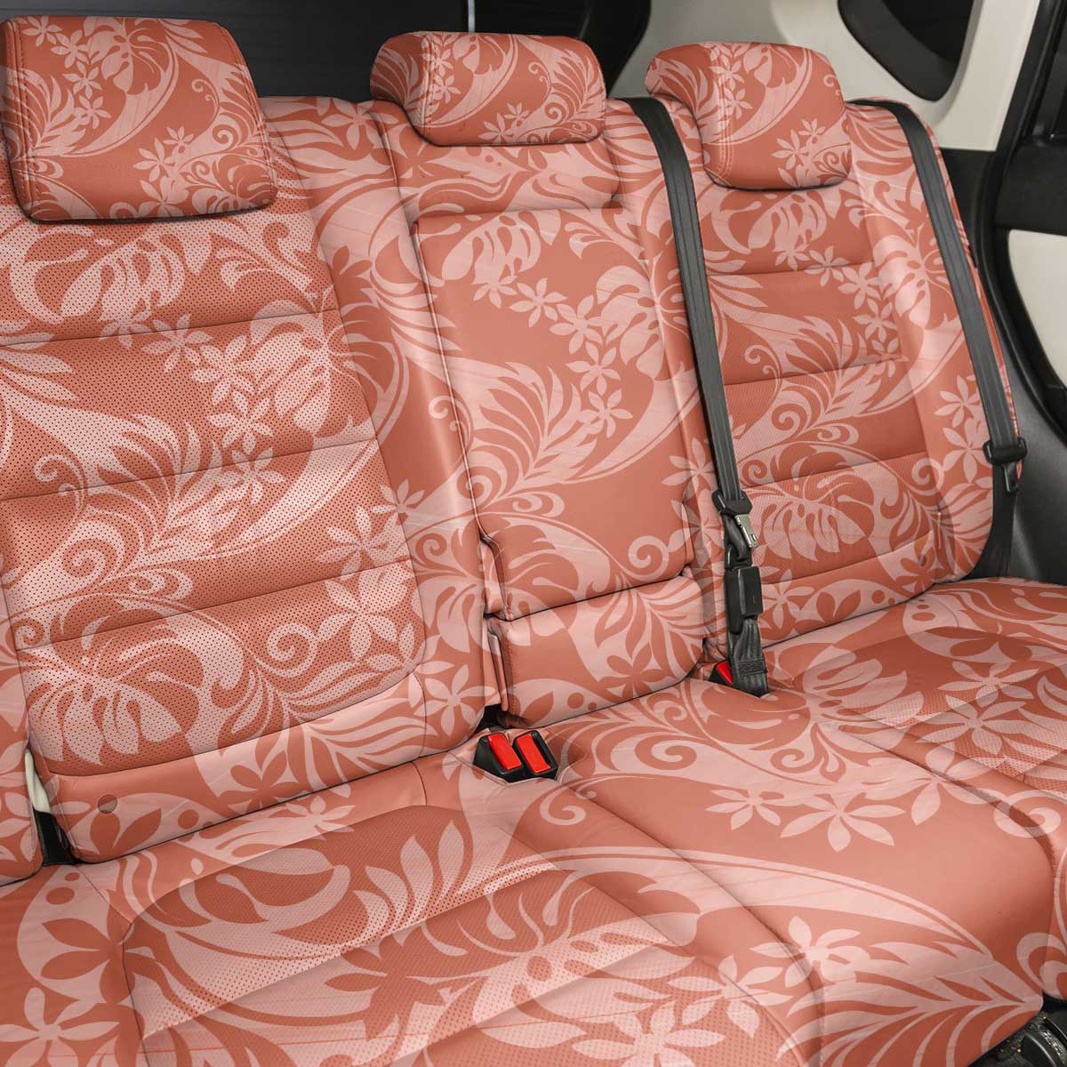 Tahiti Puatou Tiare Floral Back Car Seat Cover Monstera Palm Tropical Leaves - Polynesian Pride