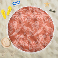 Tahiti Puatou Tiare Floral Beach Blanket Monstera Palm Tropical Leaves LT01 One Size 150cm Orange - Polynesian Pride