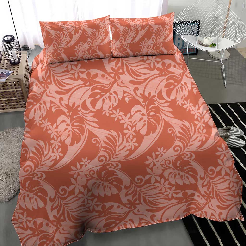 Tahiti Puatou Tiare Floral Bedding Set Monstera Palm Tropical Leaves - Polynesian Pride