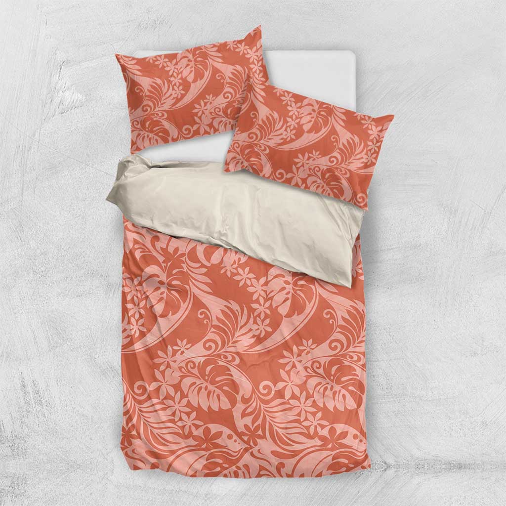 Tahiti Puatou Tiare Floral Bedding Set Monstera Palm Tropical Leaves - Polynesian Pride