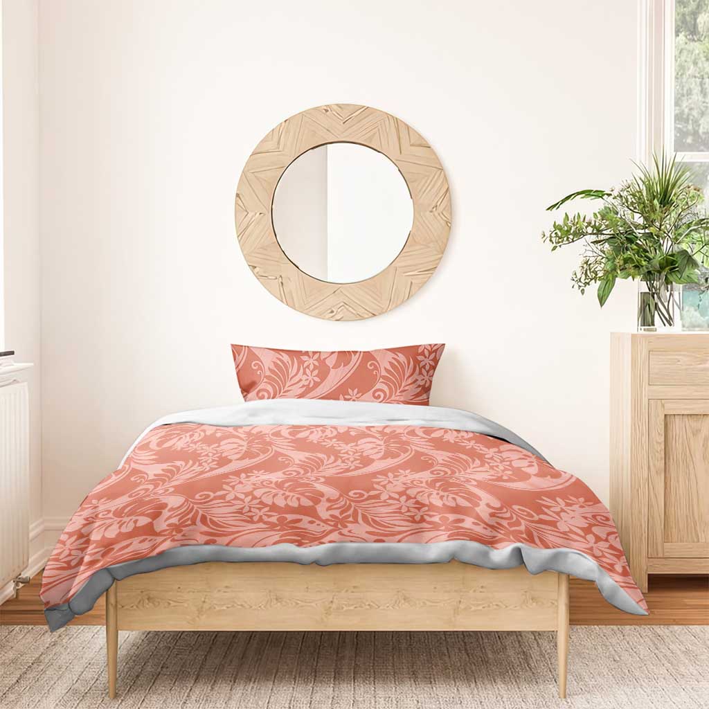 Tahiti Puatou Tiare Floral Bedding Set Monstera Palm Tropical Leaves - Polynesian Pride