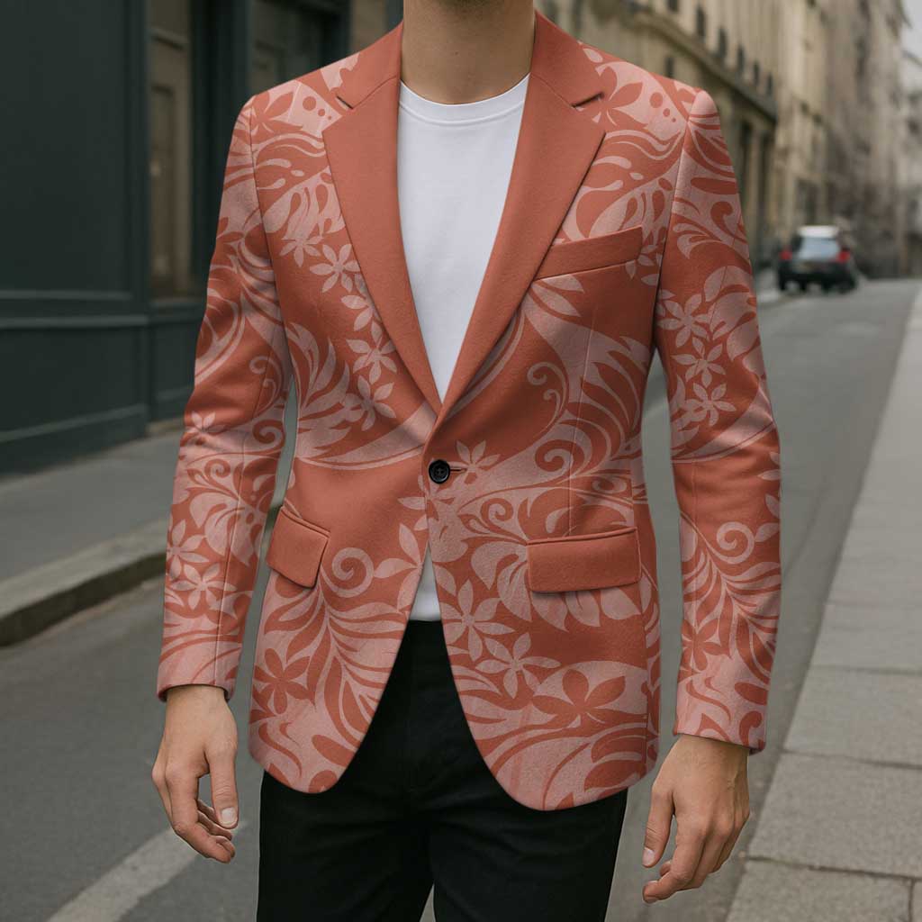 Tahiti Puatou Tiare Floral Blazer Monstera Palm Tropical Leaves - Polynesian Pride