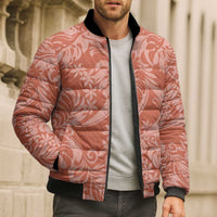 Tahiti Puatou Tiare Floral Bomber Puffer Jacket Monstera Palm Tropical Leaves - Polynesian Pride