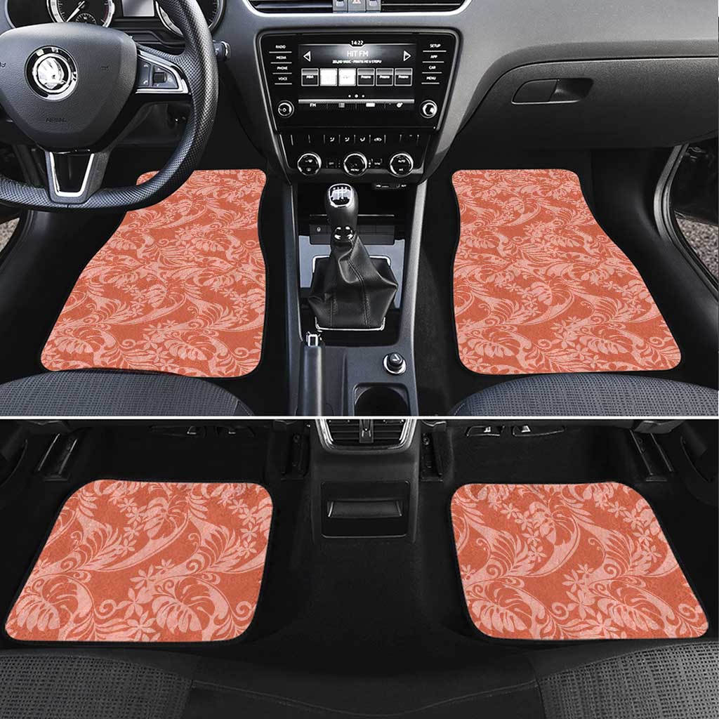 Tahiti Puatou Tiare Floral Car Mats Monstera Palm Tropical Leaves - Polynesian Pride