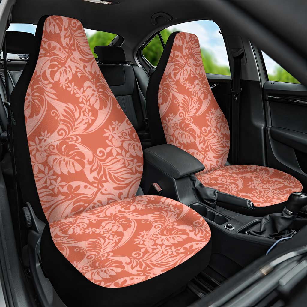 Tahiti Puatou Tiare Floral Car Seat Cover Monstera Palm Tropical Leaves - Polynesian Pride