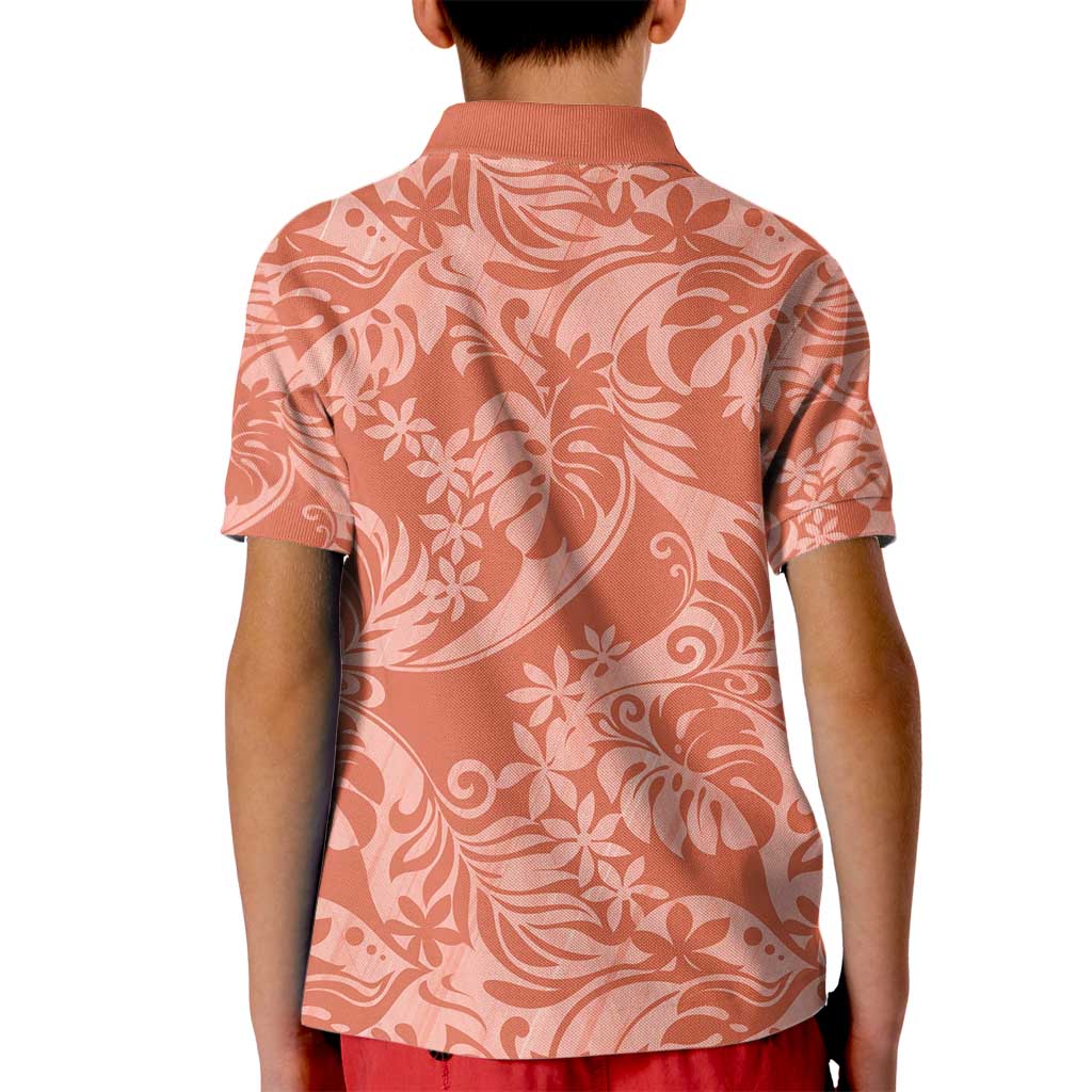 Tahiti Puatou Tiare Floral Kid Polo Shirt Monstera Palm Tropical Leaves - Polynesian Pride