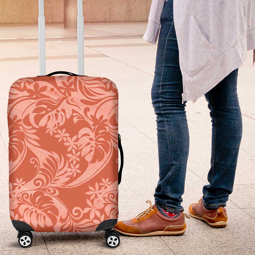 Tahiti Puatou Tiare Floral Luggage Cover Monstera Palm Tropical Leaves - Polynesian Pride