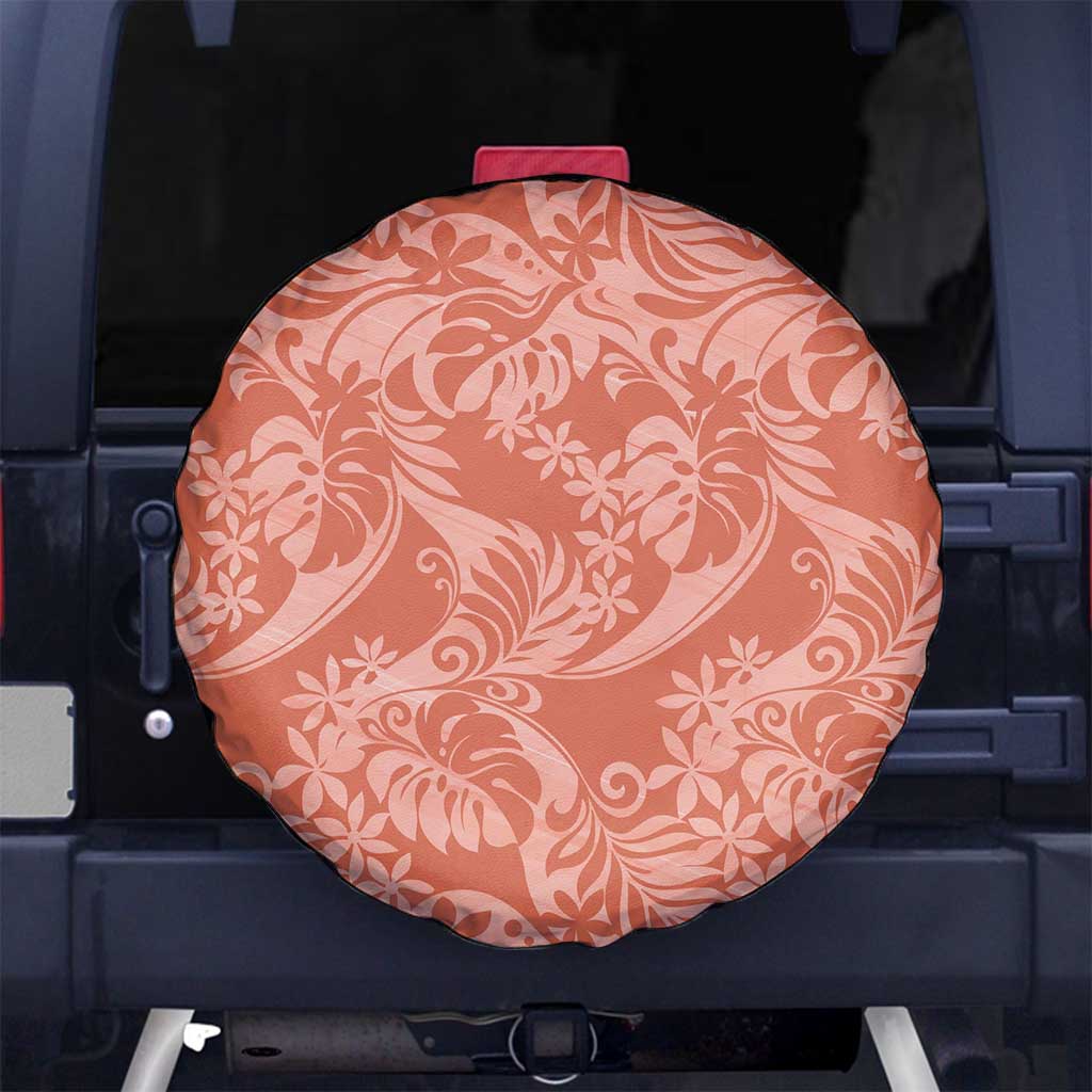 Tahiti Puatou Tiare Floral Spare Tire Cover Monstera Palm Tropical Leaves - Polynesian Pride
