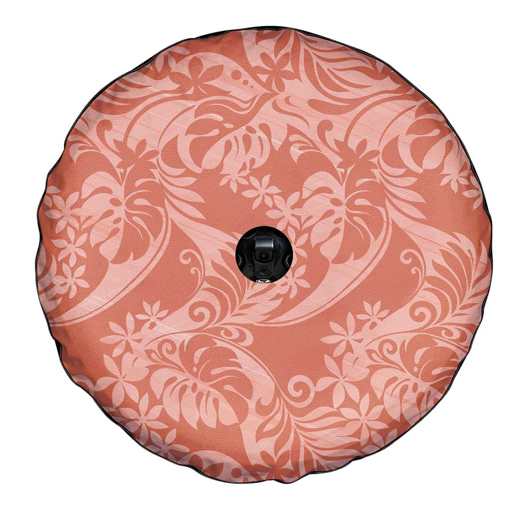 Tahiti Puatou Tiare Floral Spare Tire Cover Monstera Palm Tropical Leaves - Polynesian Pride