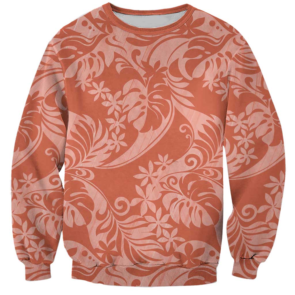 Tahiti Puatou Tiare Floral Sweatshirt Monstera Palm Tropical Leaves - Polynesian Pride