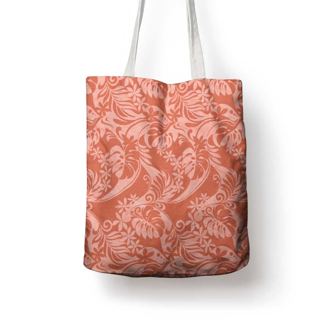 Tahiti Puatou Tiare Floral Tote Bag Monstera Palm Tropical Leaves - Polynesian Pride