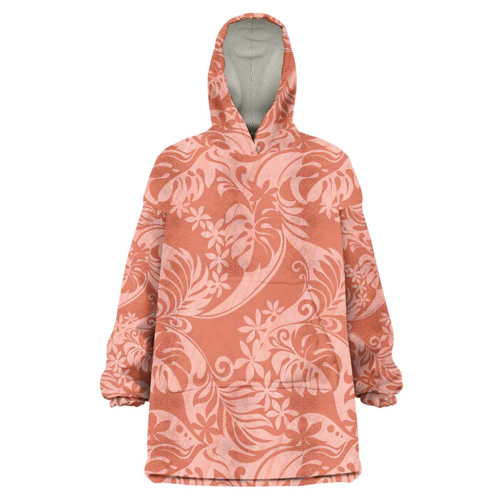 Tahiti Puatou Tiare Floral Wearable Blanket Hoodie Monstera Palm Tropical Leaves - Polynesian Pride